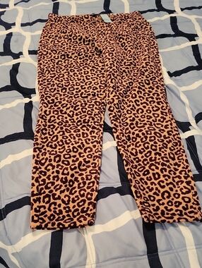 NWT Ann Taylor Leopard Print Corduroy Pants in Tan and Black Size 10P